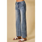 WIDE LEG FLARE DENIM JEANS WITH SIDE  BRAIDS