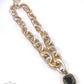 Two tone link necklace with Austrian crystal