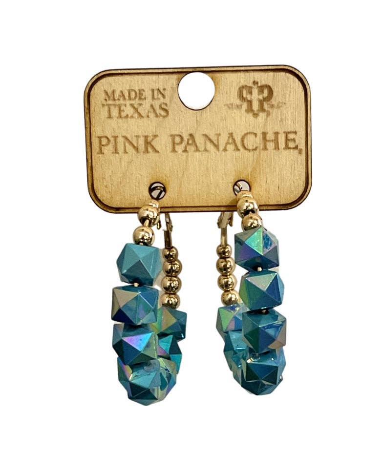 Iridescent acrylic bead hoop earring - LC