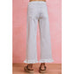 RUFFLED BOTTOM DENIM JEANS PANTS