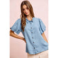 PUFF SLEEVES WASHED TENCEL SHIRT TOP