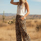 Leopard Print Wide Leg Flowy Woven Pants
