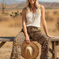 Leopard Print Wide Leg Flowy Woven Pants