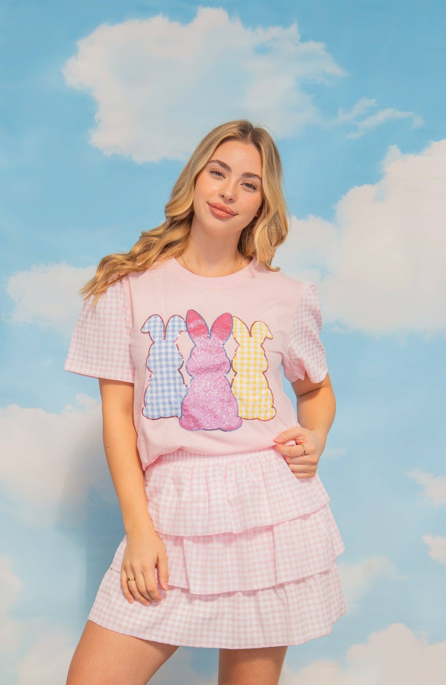 Pink Gingham Ruffle Skirt with Shorts