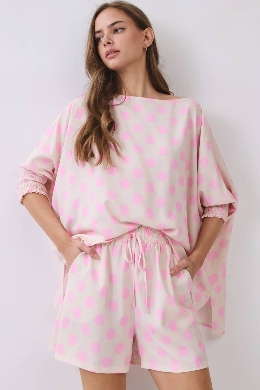 Polka Dot Batwing top and shorts set