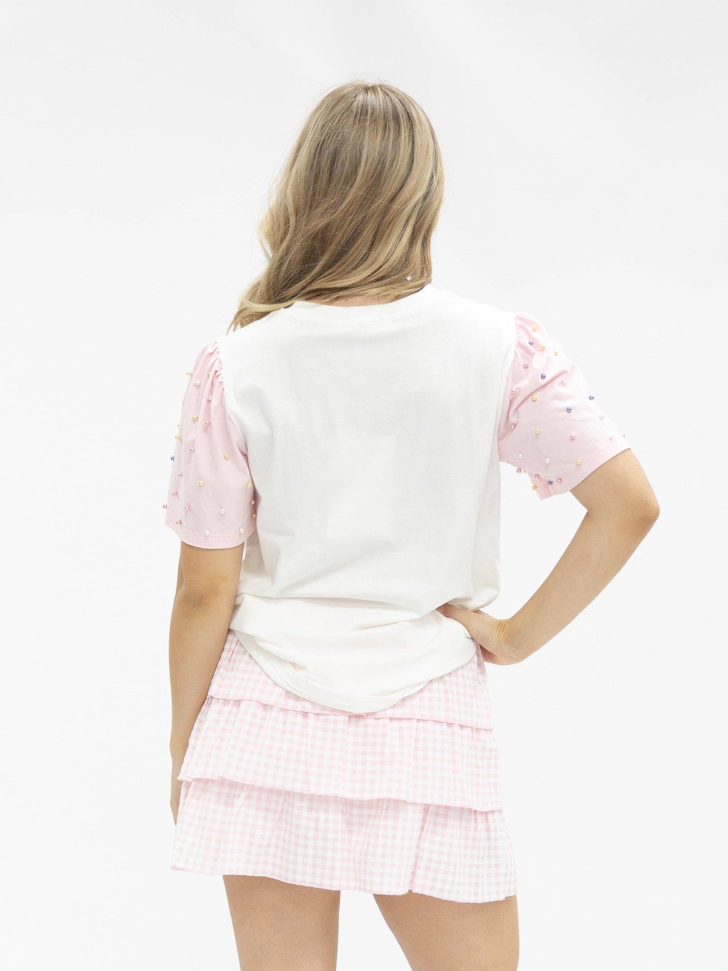 Pearl "He is Risen" on White Princess Top