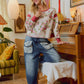 FLORAL BRUSHED TERRY OPEN BACK