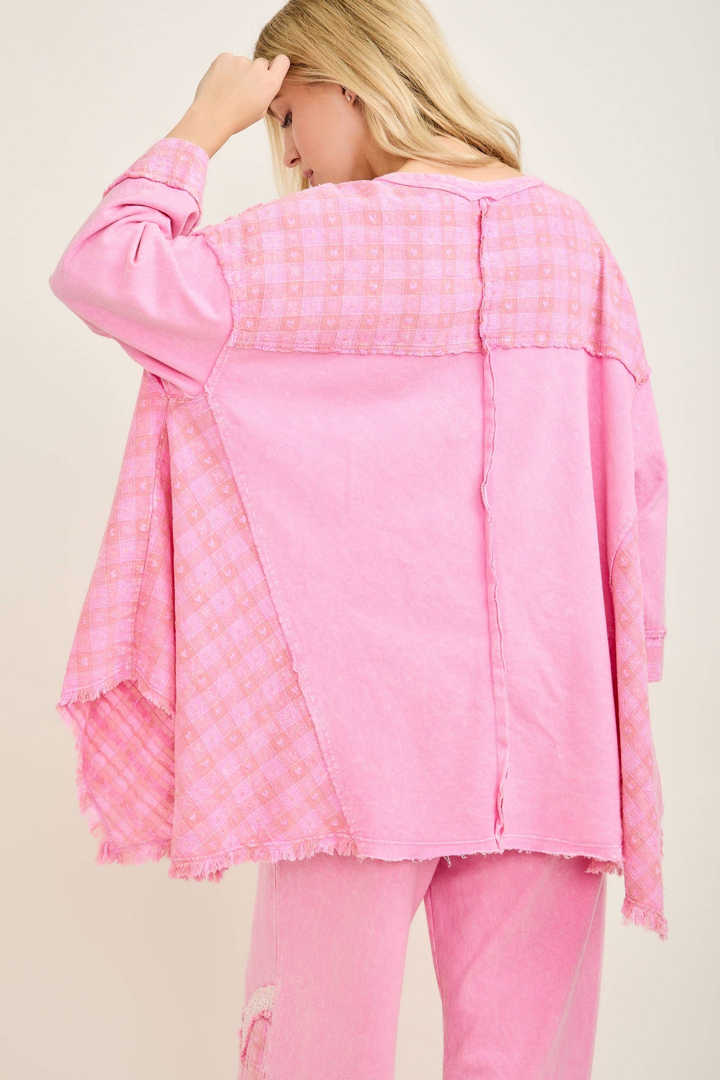 Mineral Washed Valentines day Heart Poncho