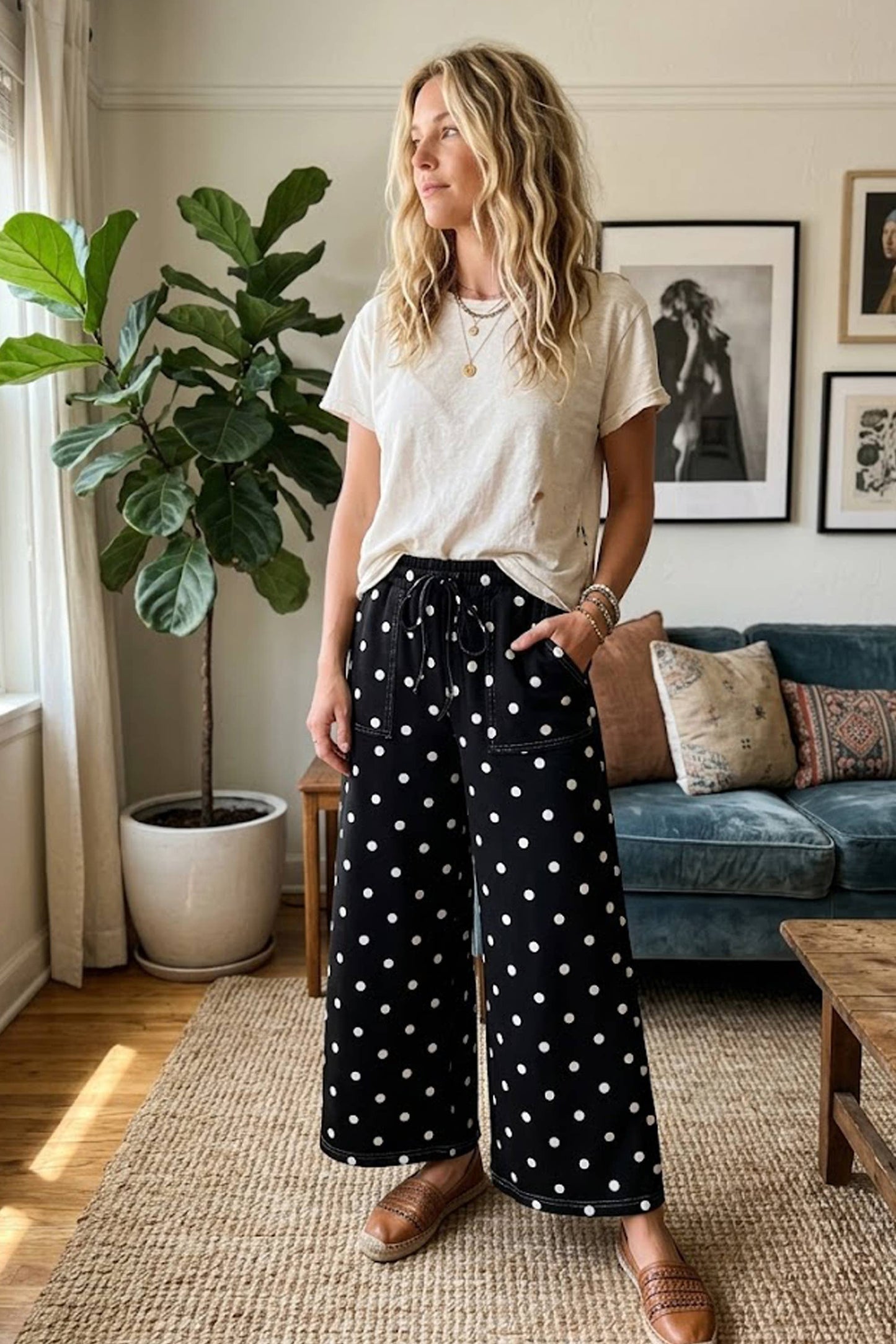 Scuba Polka Dot Wide Leg Pants