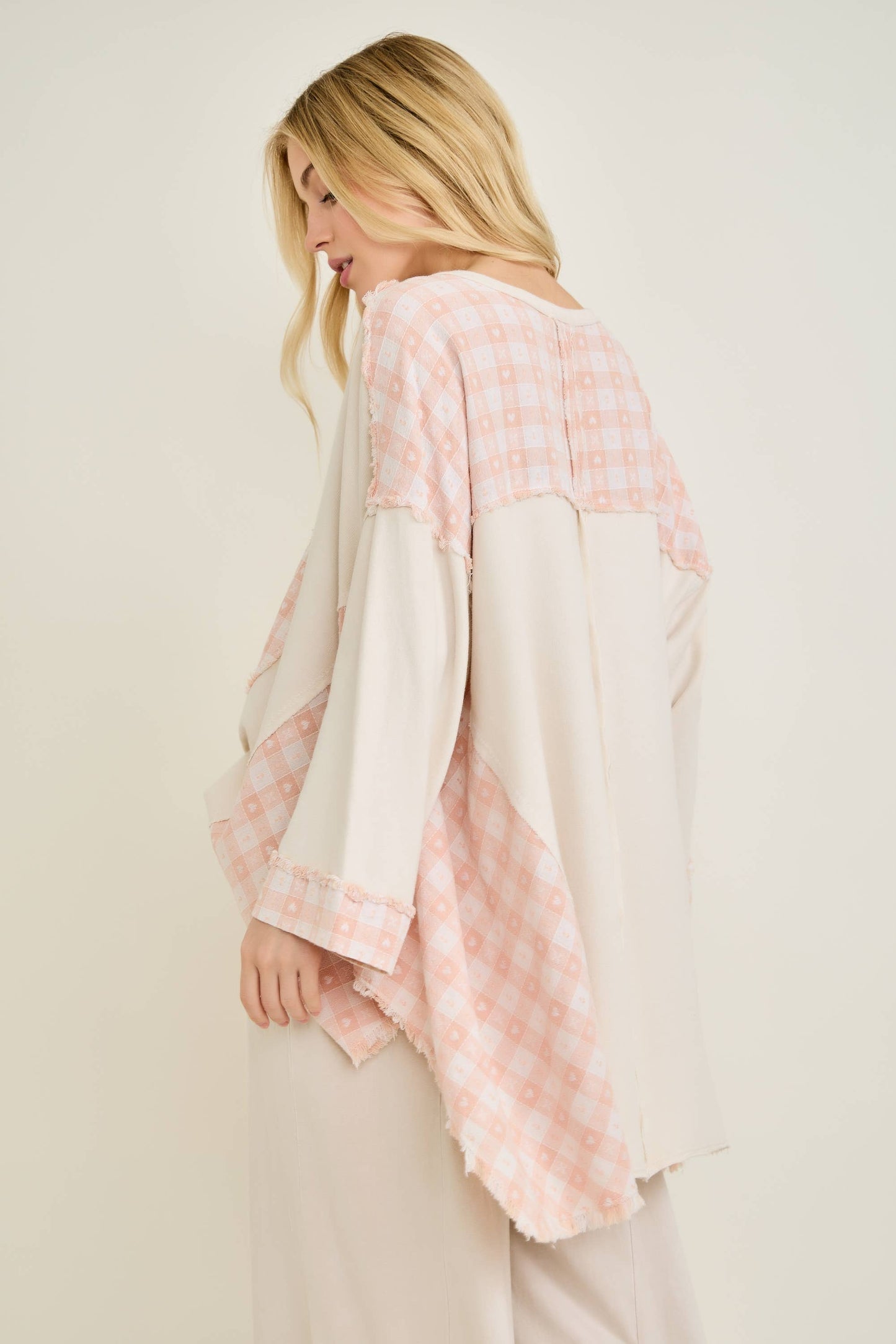 Mineral Washed Valentines day Heart Poncho