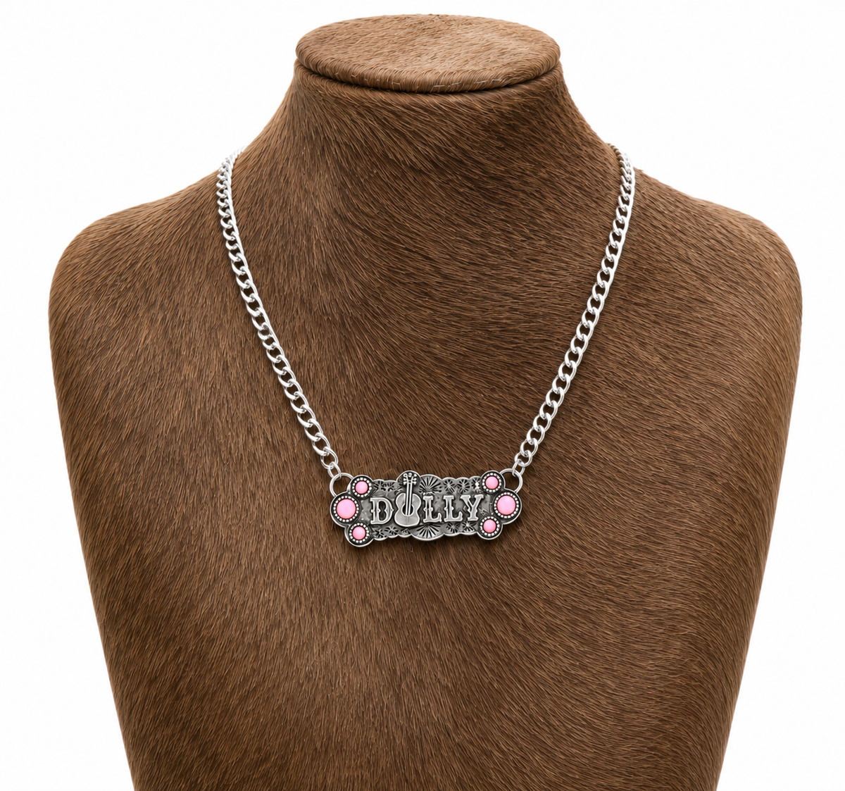 Western Style Queen Dolly Guitar Bar Pendant Necklace