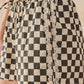 CHECKERED LACE TRIM SHORTS WITH DRAWSTRING