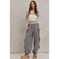CHECKERED PLAID ELASTICIZED JOGGER TRACK PANTS