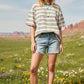 Striped Short Sleeve Relaxed Fit Knit Top