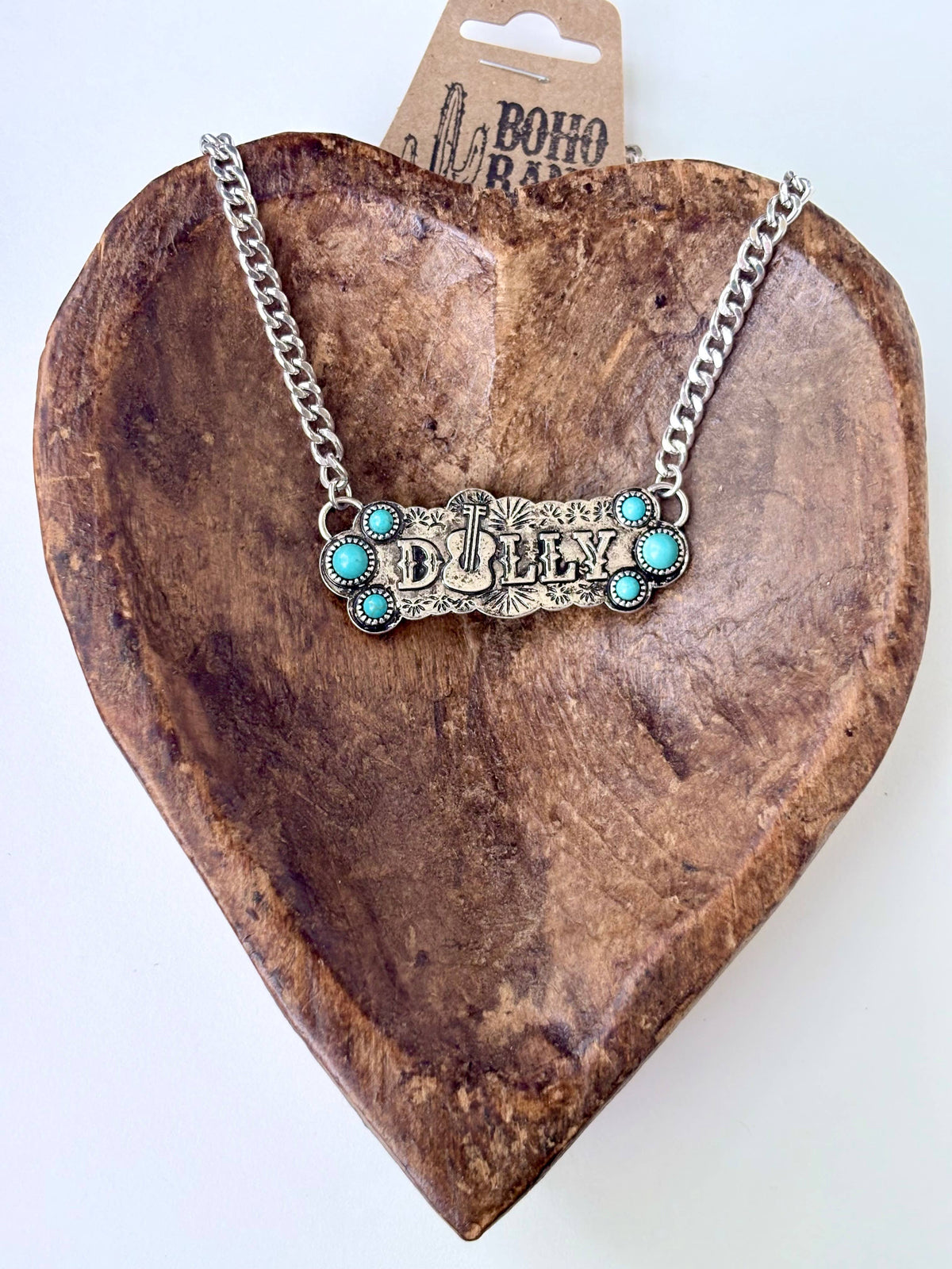 Western Style Queen Dolly Guitar Bar Pendant Necklace