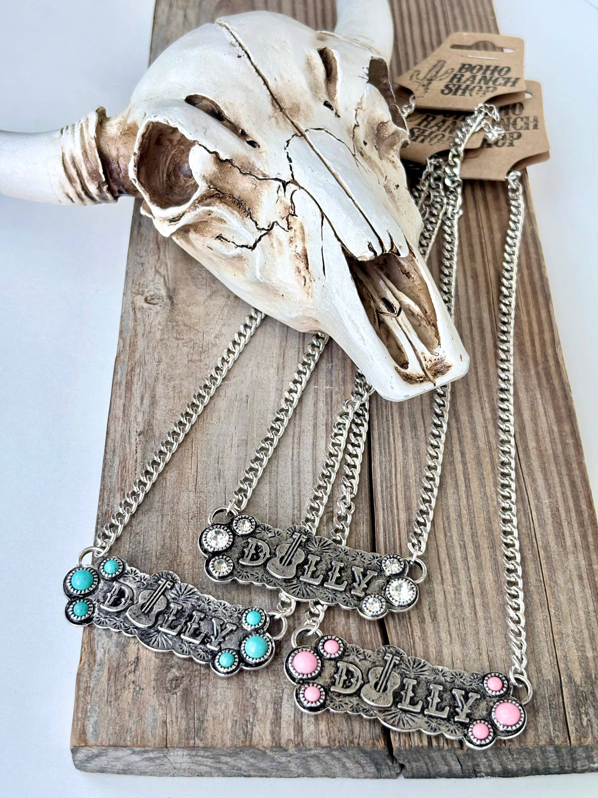 Western Style Queen Dolly Guitar Bar Pendant Necklace