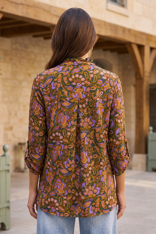 Ruffled Collar fall 3/4 Sleeve