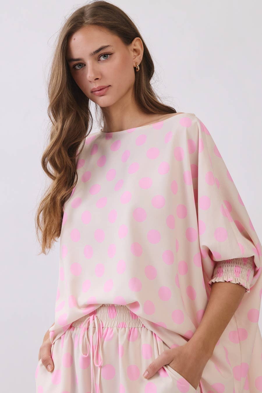 Polka Dot Batwing top and shorts set
