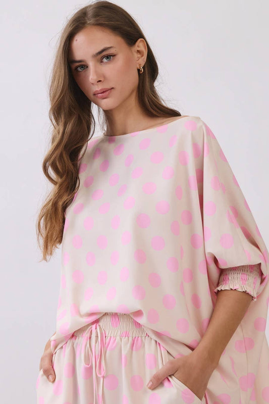 Polka Dot Batwing top and shorts set