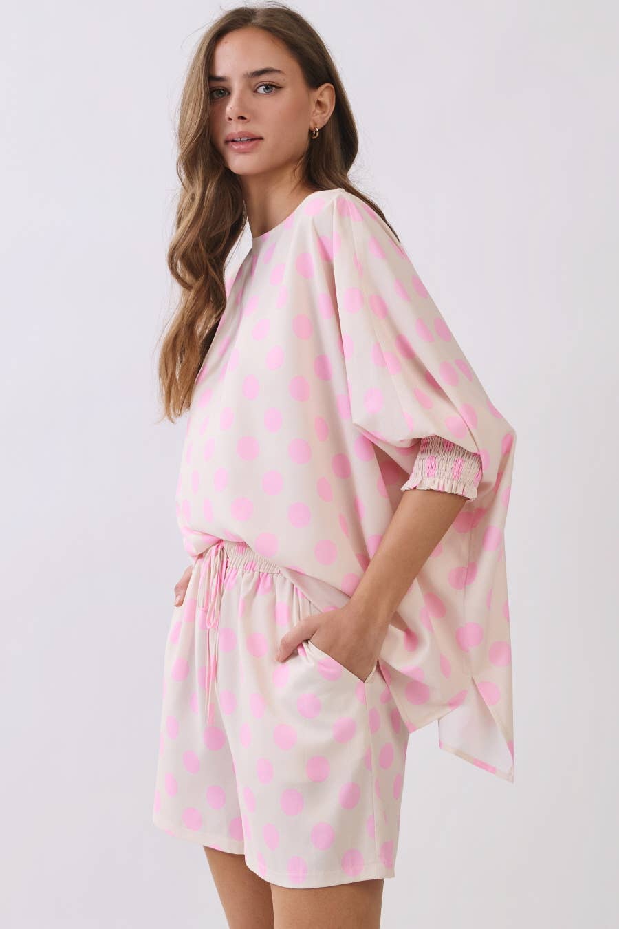 Polka Dot Batwing top and shorts set