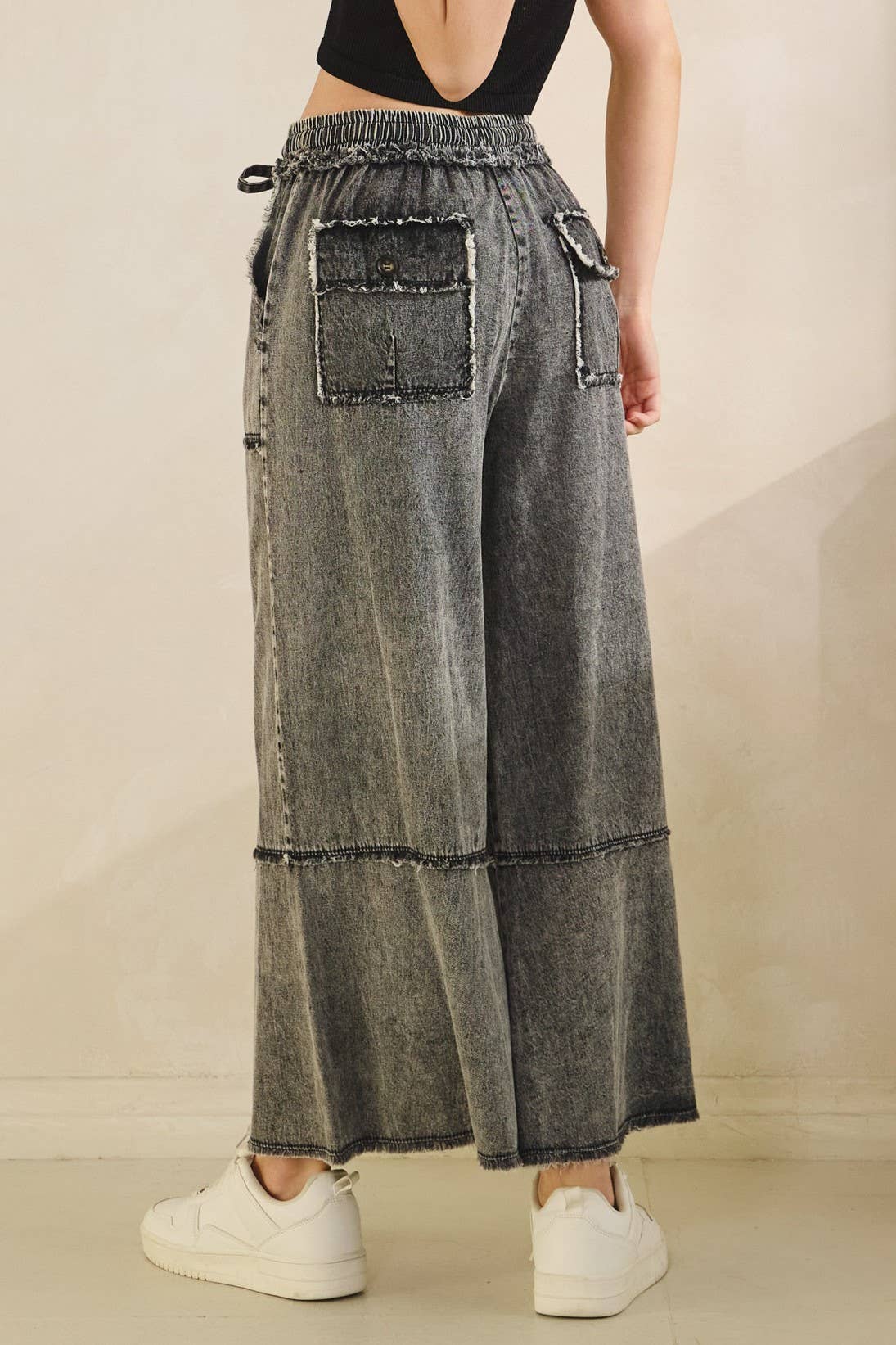 MINERAL WASHED DENIM PANTS