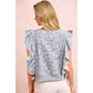 FLORAL PRINTED TWILL LACE TRIM DETAIL SIDE BOW TIED TOP