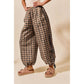 CHECKERED PLAID ELASTICIZED JOGGER TRACK PANTS