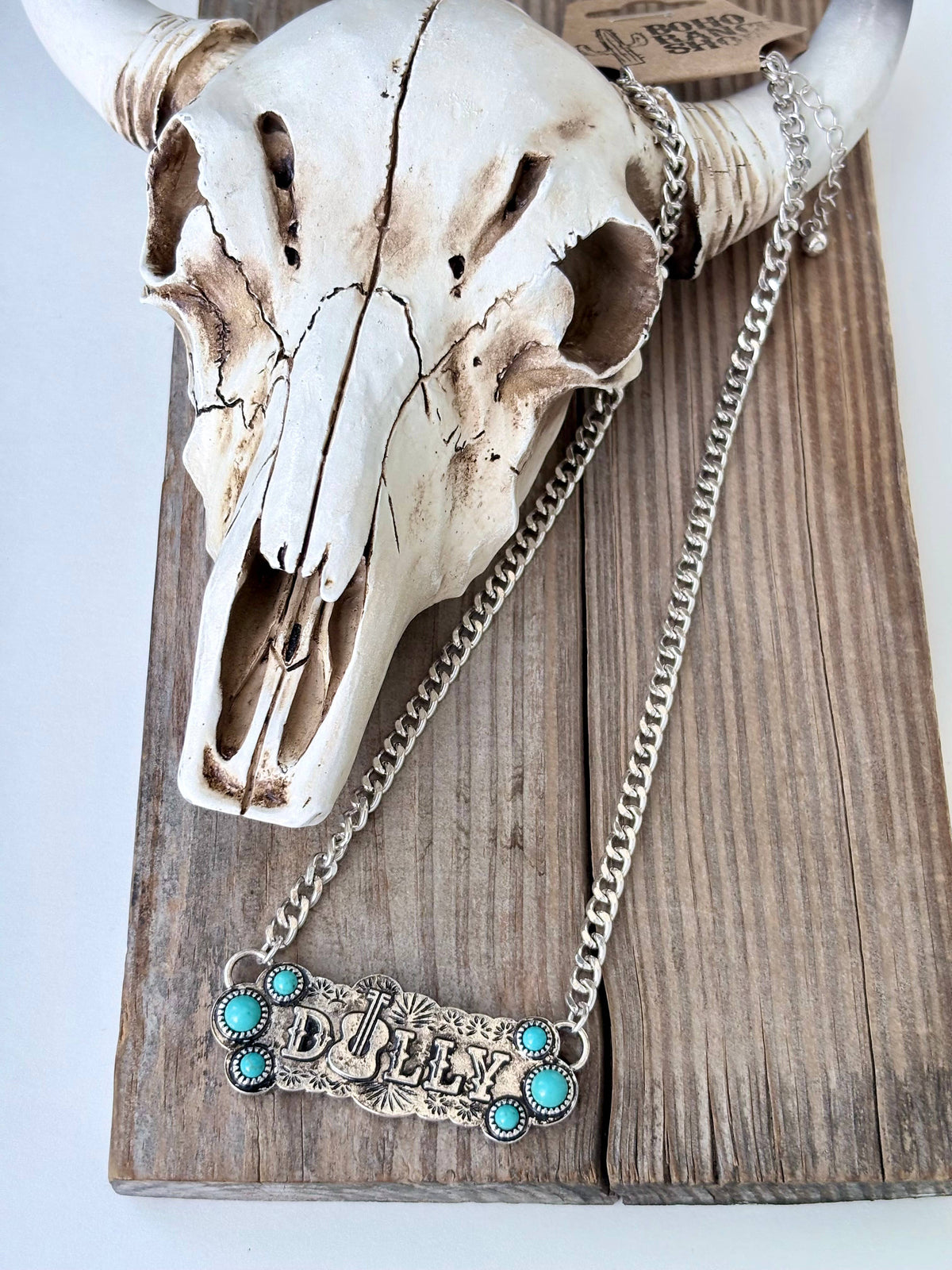 Western Style Queen Dolly Guitar Bar Pendant Necklace
