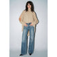 Chiffon Cold-Shoulder High-Low Top