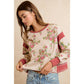 FLORAL BRUSHED TERRY OPEN BACK