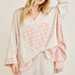 Mineral Washed Valentines day Heart Poncho