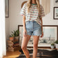 Striped Short Sleeve Relaxed Fit Knit Top