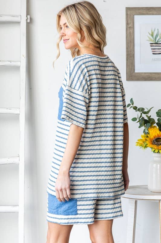 JACQUARD STRIPE TOP WITH POCKET