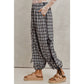 CHECKERED PLAID ELASTICIZED JOGGER TRACK PANTS