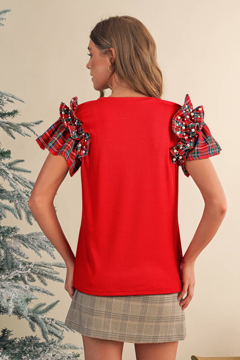 Red Plaid Christmas Blouse