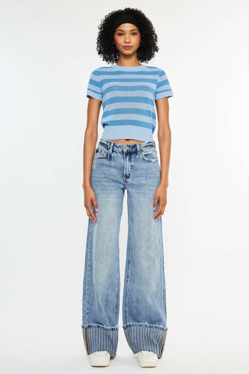 STRIP HIGH RISE WIDE LEG