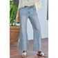 WIDE LEG FLARE DENIM JEANS WITH SIDE  BRAIDS