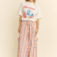 RED&BLUE STRIPE WIDE LEG PANTS