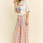 RED&BLUE STRIPE WIDE LEG PANTS