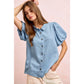 PUFF SLEEVES WASHED TENCEL SHIRT TOP