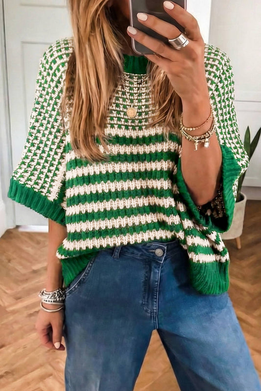 Spring 2026 St. Patrick Color Block 3/4 Drape Sleeve Sweater