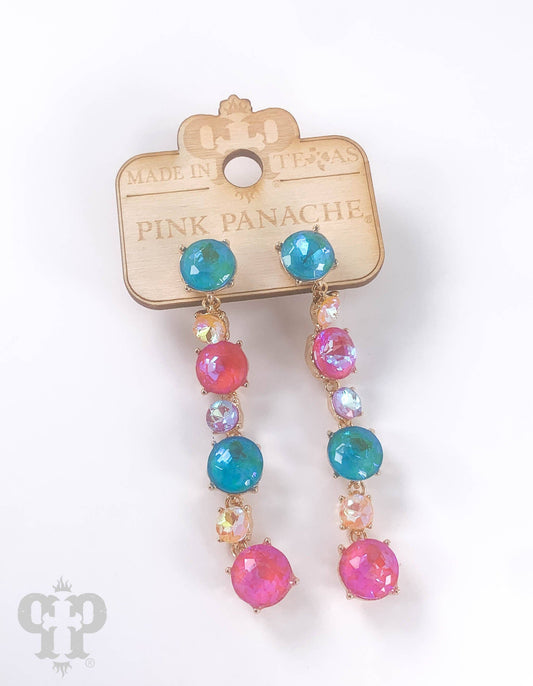 Multi-color rhinestone drop earring