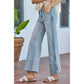 WIDE LEG FLARE DENIM JEANS WITH SIDE  BRAIDS
